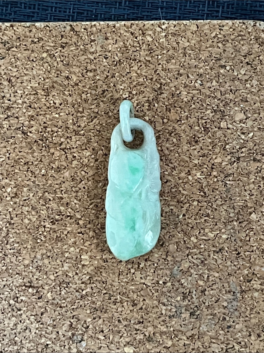 Carved Green Jade Drop Pendant Serene Mint Stone